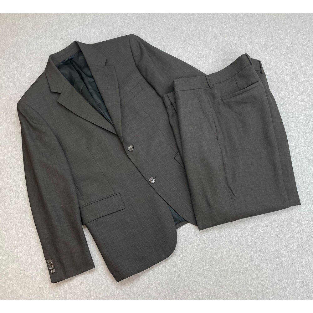 Banana Republic Suit Mens 42S Brown Wool Blend 2-Button Pants 36 x 32 - 2 Pcs